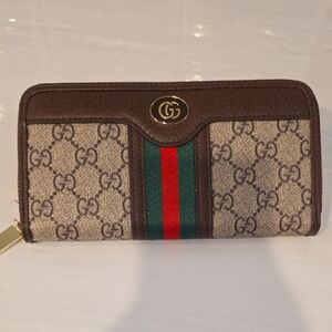 Monogram Wallet with Red and Green Stripe
